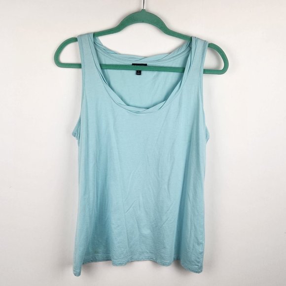 Talbots Mint Blue Cotton Modal Soft Tank Top sz L flawed - Picture 1 of 6